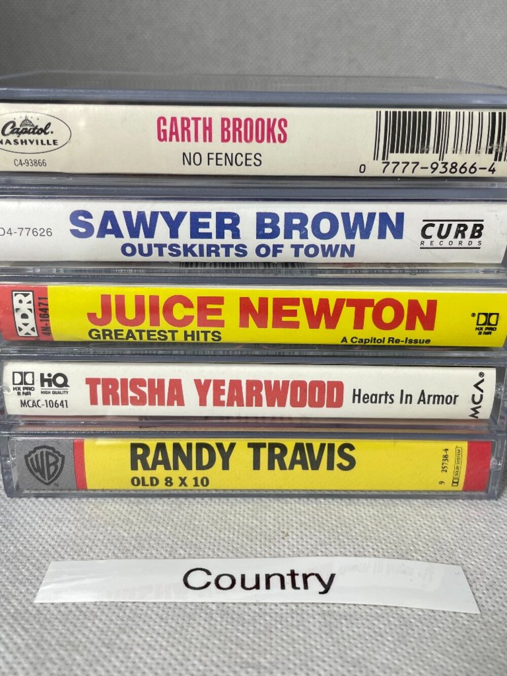 Country Cassette Lot VG Tested New Cases w/ J‑Cards (5 Tapes) Brooks Travis